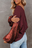 Black Cross Backless Sequin Bishop Sleeve Top