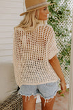 Fishnet Knit Ribbed Round Neck Short Sleeve Tee