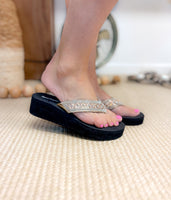 Evita Rhinestone Sandal in Rose Gold