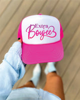 Extra Boujee DTF Printed Hot Pink and White Trucker Hat