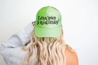 Extra Spicy Real Feisty DTF Printed Neon Green Trucker Hat