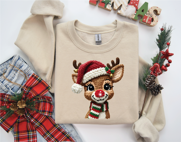 Faux Yard Rudolph Christmas Sweater