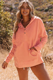 Orange Snap Button Long Sleeve Oversized Hoodie