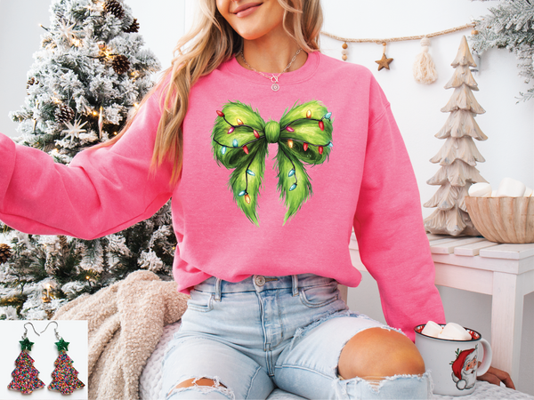 Green Christmas Bow (Neon Pink)