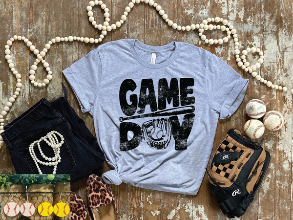 Game Day Baseball/softball Athletic Grey Tee