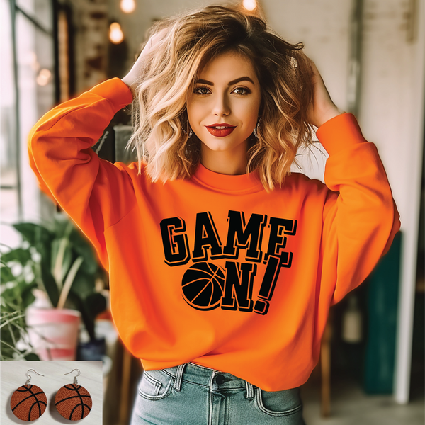 Game On- DTG on an Orange Sweatshirt