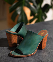 Hallie Heeled Genuine Leather Sandal in Teal by Naughty Monkey