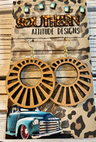 Wood Sunburst Earrings