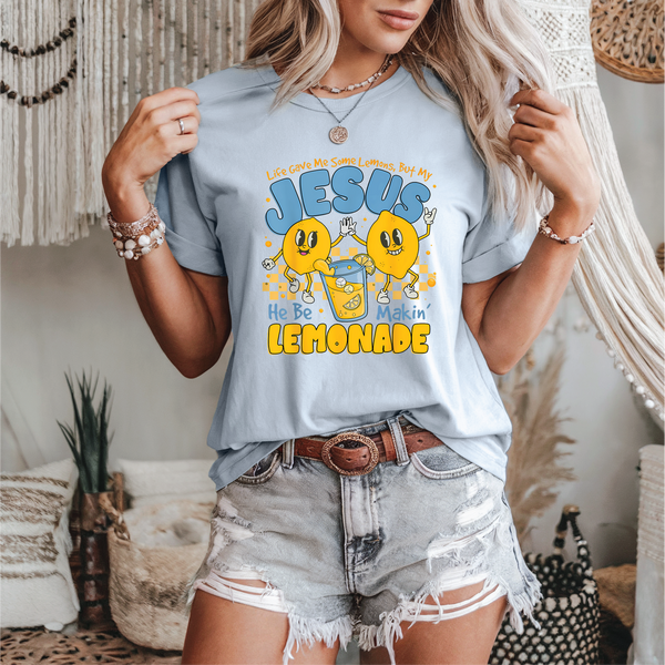 Jesus He Be Making Lemonade Checkered- Graphic T-Shirt