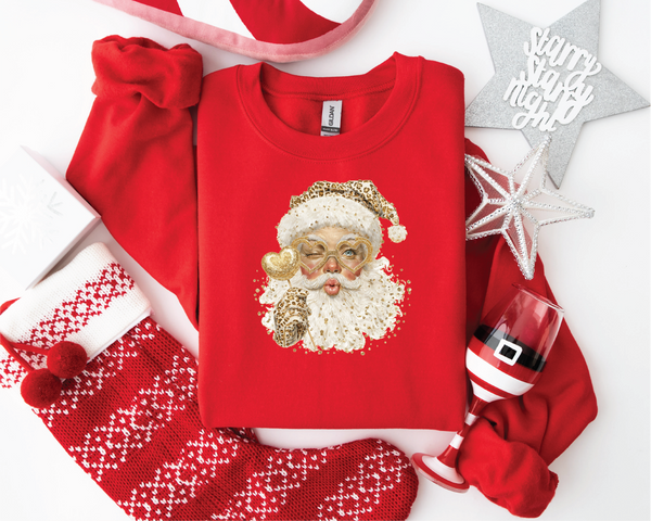 Leopard Kissing Santa