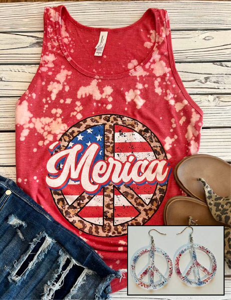 'Merica- Bleached Leopard Peace Sign