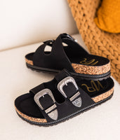 Mickie Western Slides in Black