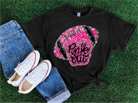 Pink Out Faux Sequin Football- Graphic T-shirt