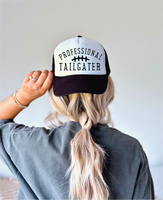 Professional Tailgater DTF PrintedBlack and White Trucker Hat