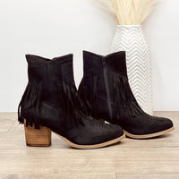 Sandra Fringe Booties in Black - Rural Haze