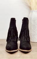 Sandra Fringe Booties in Black - Rural Haze