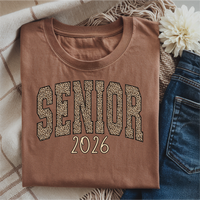 Senior 2026 LEOPARD Letters Graphic T-Shirt