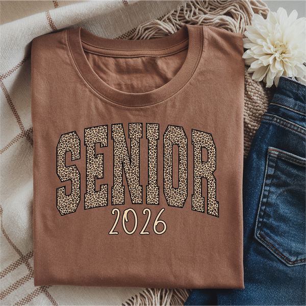 Senior 2026 LEOPARD Letters Graphic T-Shirt