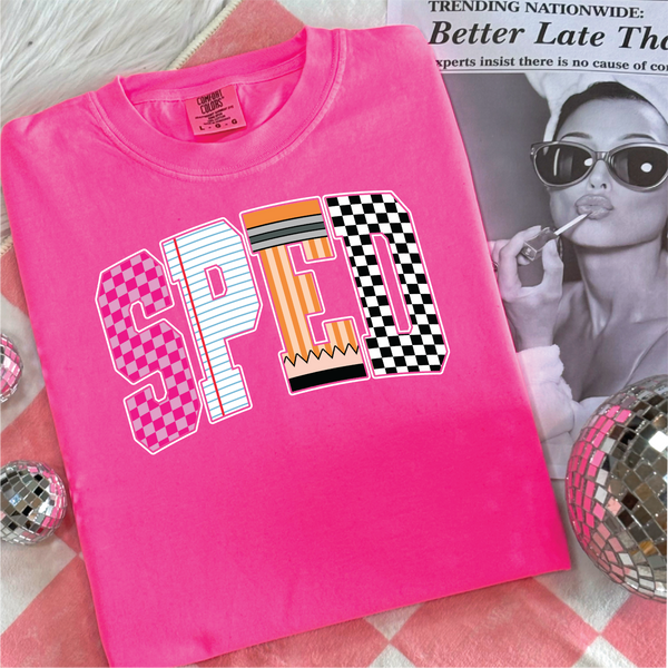 SPED Checkered Graphic Tee