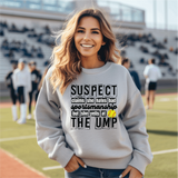Suspect- softball  on an Athletic Grey Sweatshirt