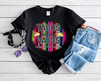 Tacos Before Vatos Black Graphic Tee