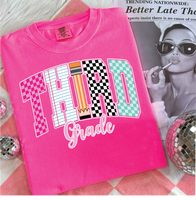 Third Grade Checkered Graphic Tee