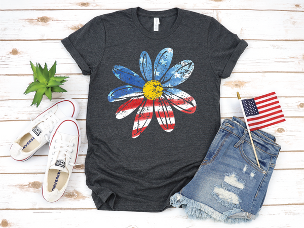 American Flag Daisy Patriotic Tee
