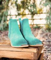 Wylie Suede Ankle Boot in Teal