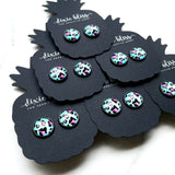 Aqua Cheetah Photo Glass Studs