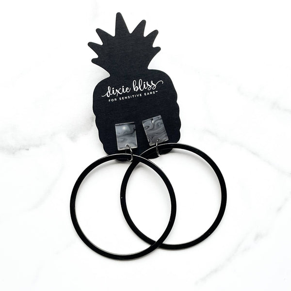 Confidence in Black Night Hoop Earrings