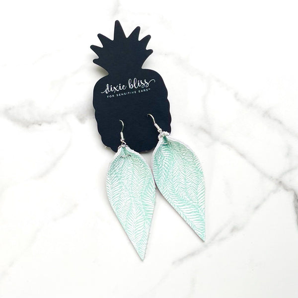 Avalon in Seafoam Fern Leather Earrings