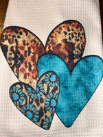 Hearts Microfiber Waffle Knit Towel