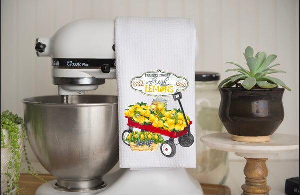 Fresh Lemons Microfiber Waffle Knit Towel