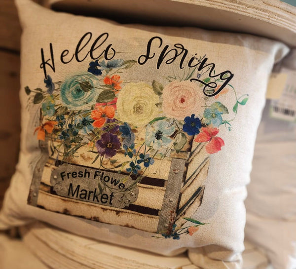 Hello Spring Throw Pillow